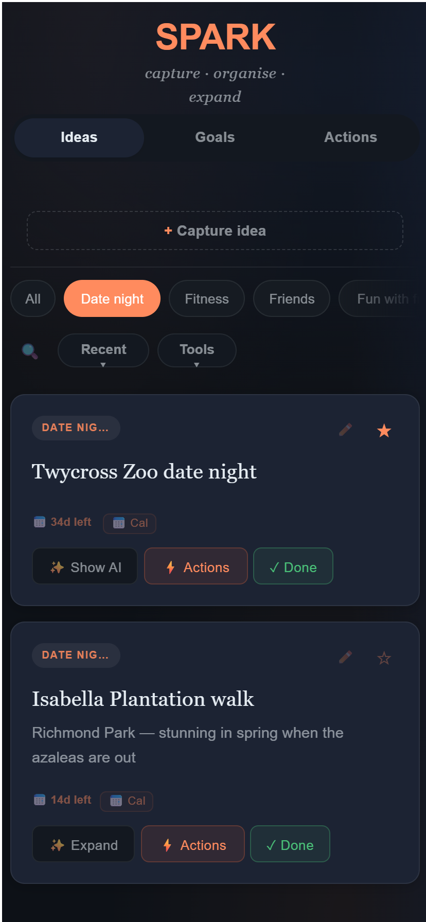 Browse and filter ideas